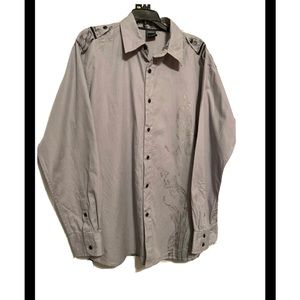 RON CHERESKIN WORKS Men’s Grey Printed Cotton Button up  Shirt Top Sz  XXL